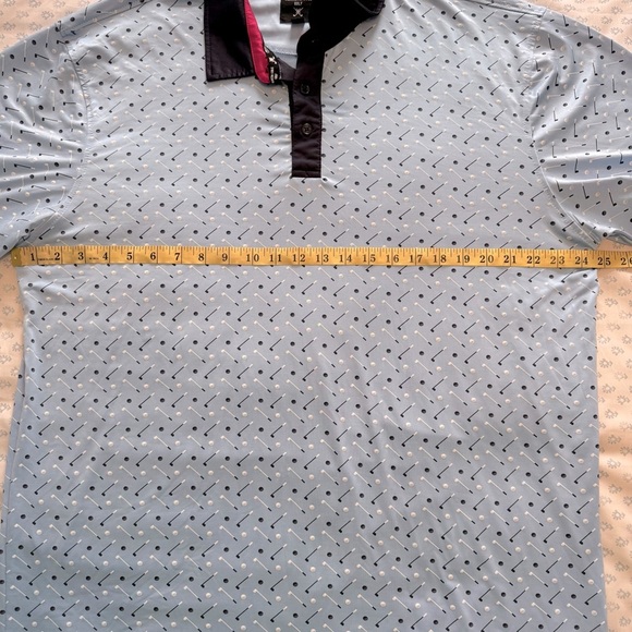 Kenneth Cole Golf Blue and Black Polo XXL Performance Shirt with Sporty Pattern - Picture 4 of 6